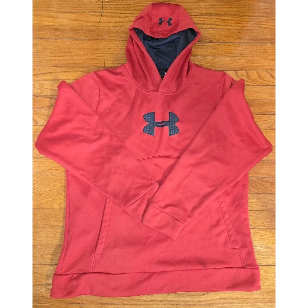 Under Armour Hoodie Loose Fit Long Sleeve Pullover Red Size Large